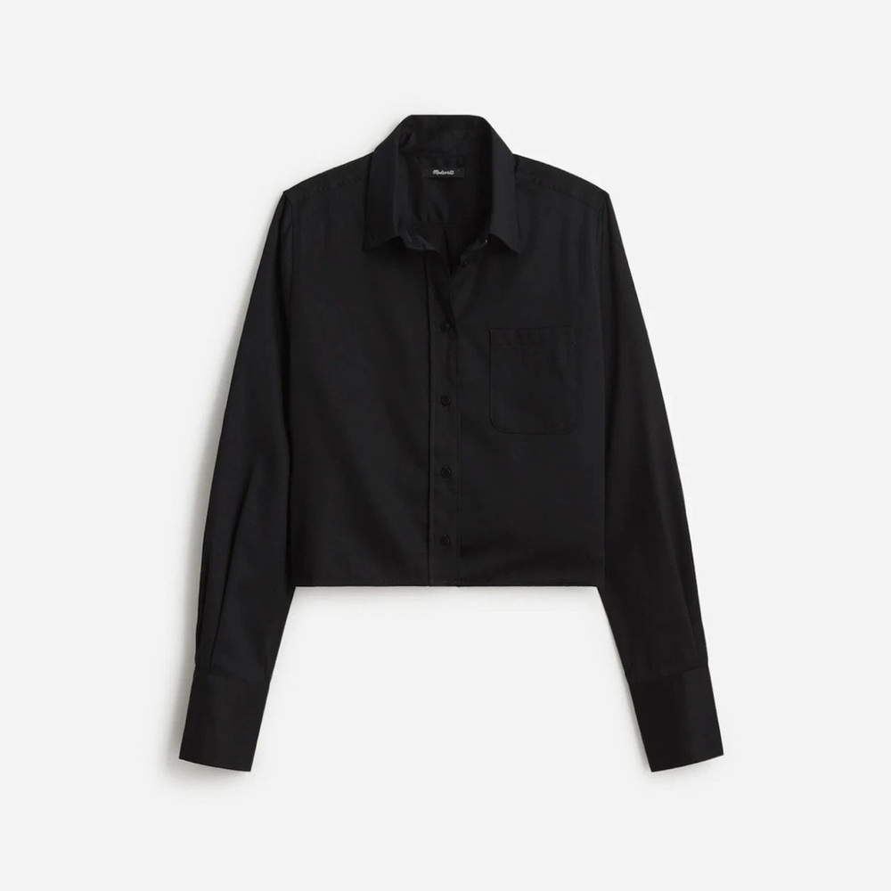 NWT Madewell black relaxed button up crop shirt XXS - Picture 5 of 5